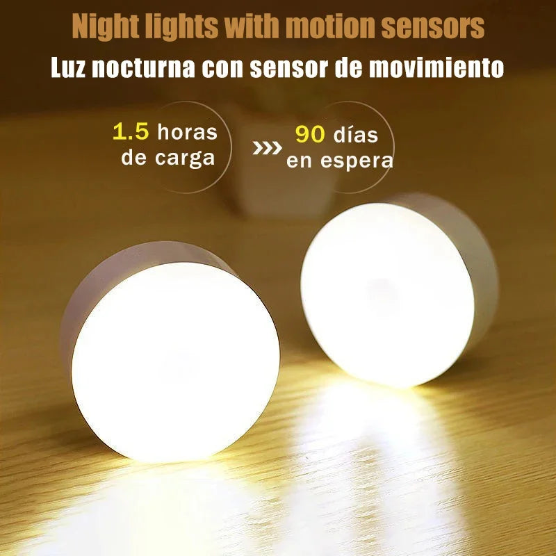 Intelligente LED-Nachtlichter mit Bewegungssensor – automatische Notbeleuchtung, kabellos, magnetisch, USB-aufladbar (z. B. für Schränke)