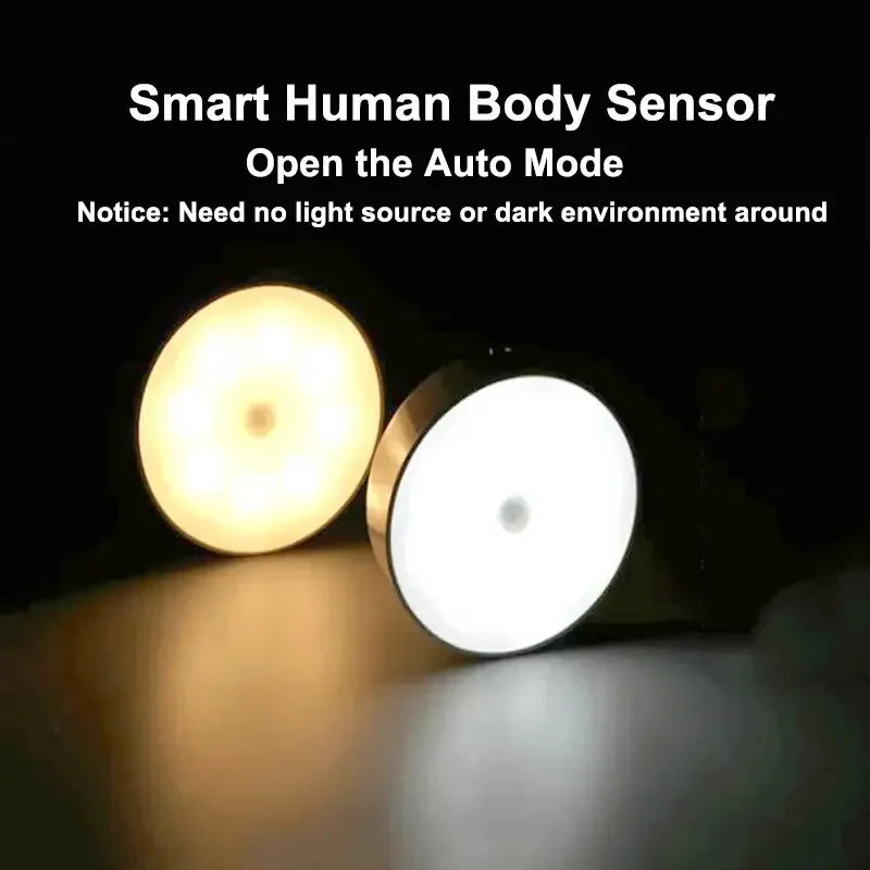 Intelligente LED-Nachtlichter mit Bewegungssensor – automatische Notbeleuchtung, kabellos, magnetisch, USB-aufladbar (z. B. für Schränke)